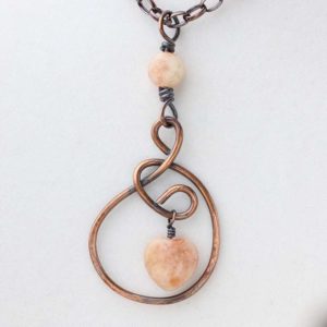 Jewelry Sunstone and copper pendant
